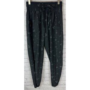 ALBION FIT Jet Setters Black Bat Print Halloween Joggers Size Small